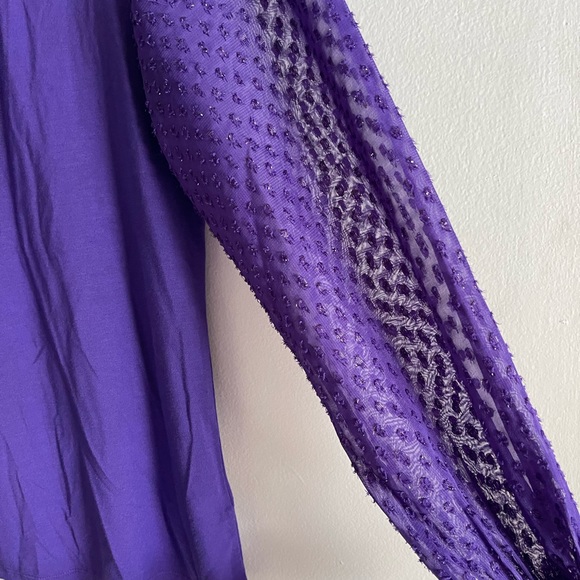Talbots smocked neck long sleeve, purple, size M - Picture 6 of 6